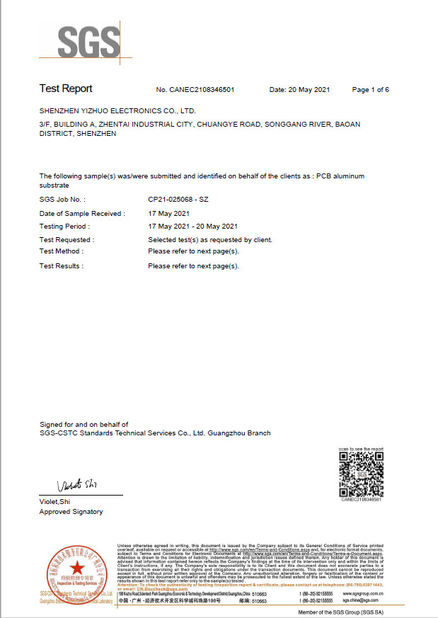 China Shenzhen Yizhuo Electronics Co., Ltd certificaten